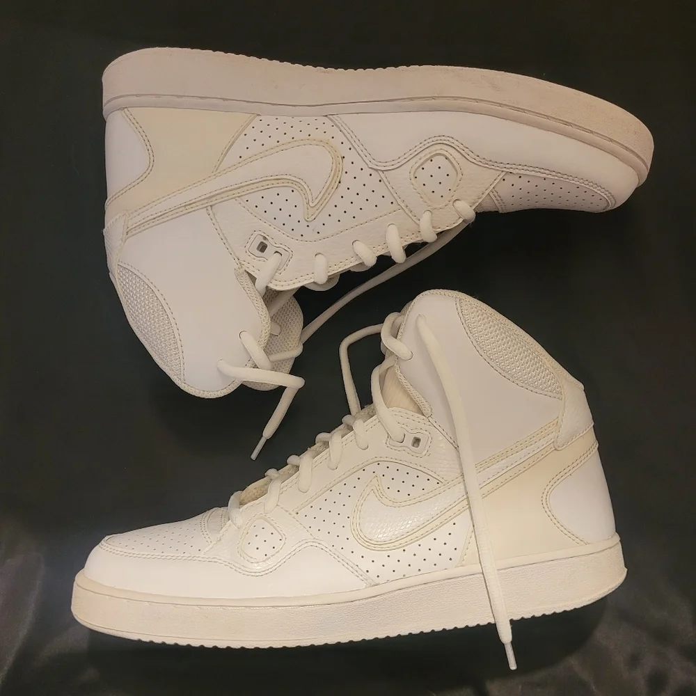 Nike Air Son of Force Hi Top Basketball athletic shoes white leather size 8.5